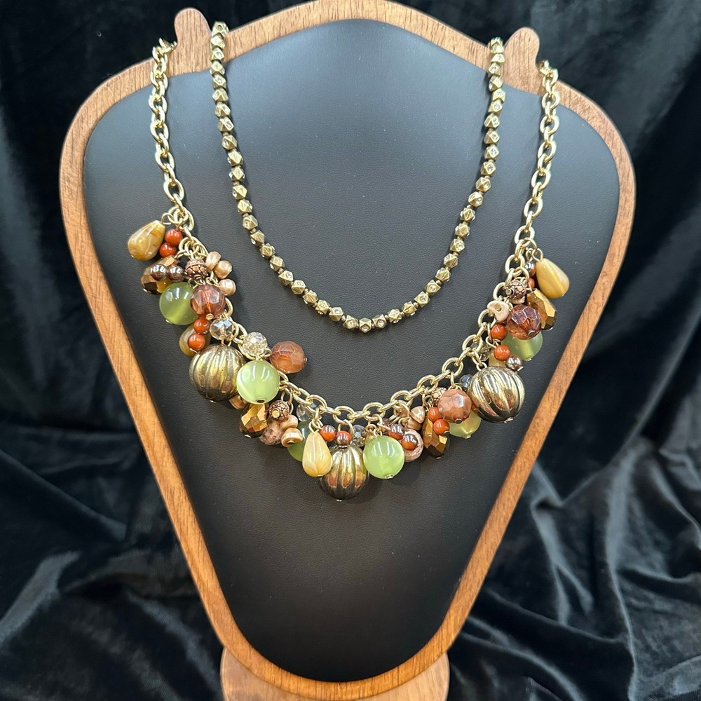Ann Taylor Signed Faceted Bead Necklace Cluster Charm Earth Tone Bundle Boho Lot